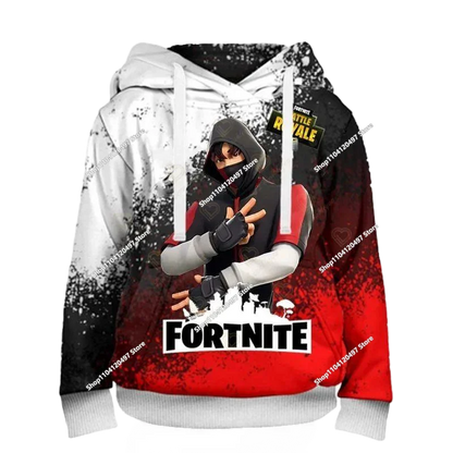 Sweatshirt com capuz Fortnite 3D com estampagem digital, folgado e confortável, novidade de outono