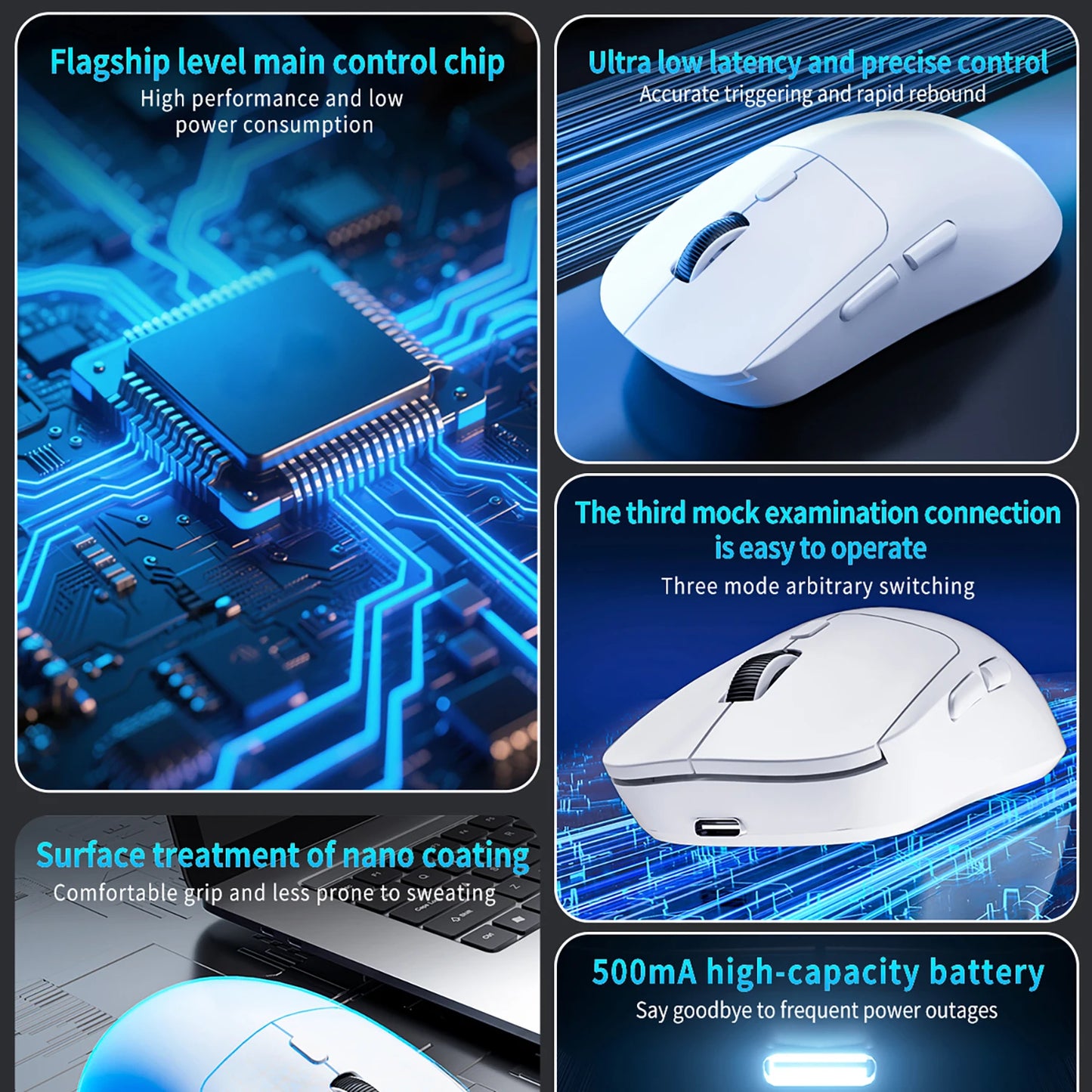Ratón gaming Bluetooth recargable PAW3395, ligero y ergonómico, ratón inalámbrico para eSport