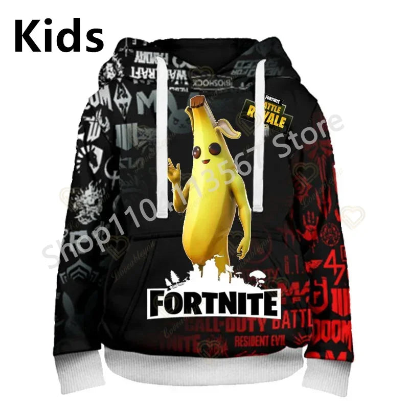 Sudaderas con capucha Llama Battle Royale F-Fortnited con estampado 3D para hombre, mujer y niños, sudaderas para niño y niña, pulóver streetwear verde