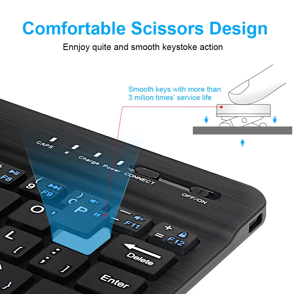 Mini-Bluetooth-Tastatur RGB kabellose Tastatur 10 Zoll beleuchtete Tastatur mit Hintergrundbeleuchtung Touchpad-Tastatur für iOS Android Windows iPad