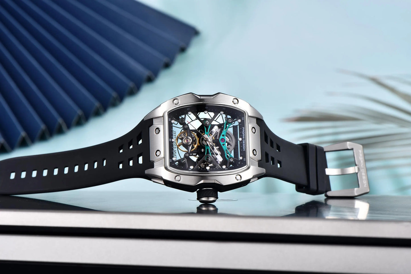 Novo Relógio de Pulso Masculino PAGANI DESIGN PDYS018 Automático Mecânico, Fashion Casual Skeleton, Safira e Aço Inoxidável
