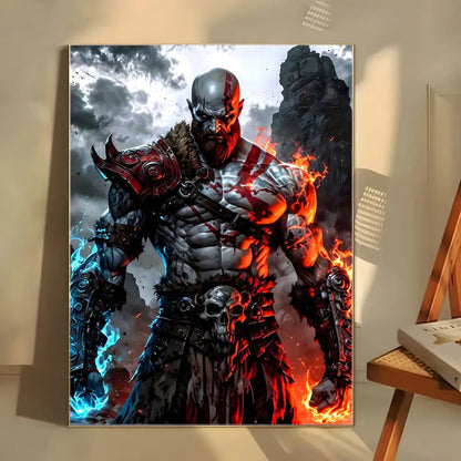 Dark Fantasy G-God of War Poster  Self-adhesive Art Waterproof Paper Sticker Coffee House Bar Room Wall Decor