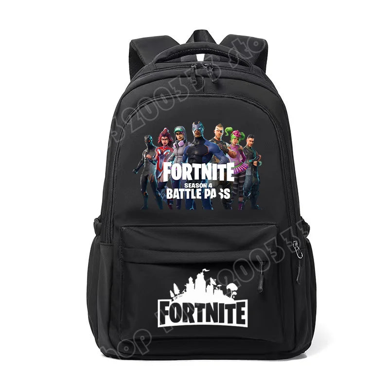 Mochila Fortnite para Crianças, Portátil e de Grande Capacidade, Mala Escolar de Estudante com Estampado Cartoon e Alças de Ombro, Material Escolar para Rapazes, Presente