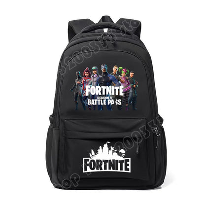 Mochila Fortnite para Crianças, Portátil e de Grande Capacidade, Mala Escolar de Estudante com Estampado Cartoon e Alças de Ombro, Material Escolar para Rapazes, Presente