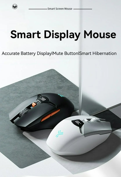 Kabellose Bluetooth-Maus, intelligentes Bildschirm-Display, Dual-Mode-Stummschalttaste, 600mAh Lithium-Akku, Office-Maus für Tablet und Notebook