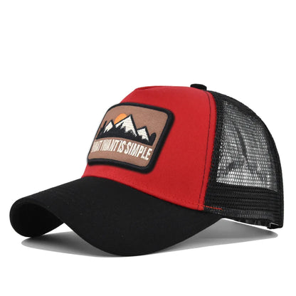 Letter Mesh Breathable Hat Women Men Embroidery Blocking Baseball Cap Sunshade Outdoor Sports Cycling Travel Sun Hat Dad Hat
