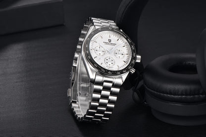 PAGANI DESIGN ‘New Moon’ Men’s Watch – Luxury quartz watch, chronograph, sapphire crystal with anti-reflective coating, ceramic bezel, luminescent hands