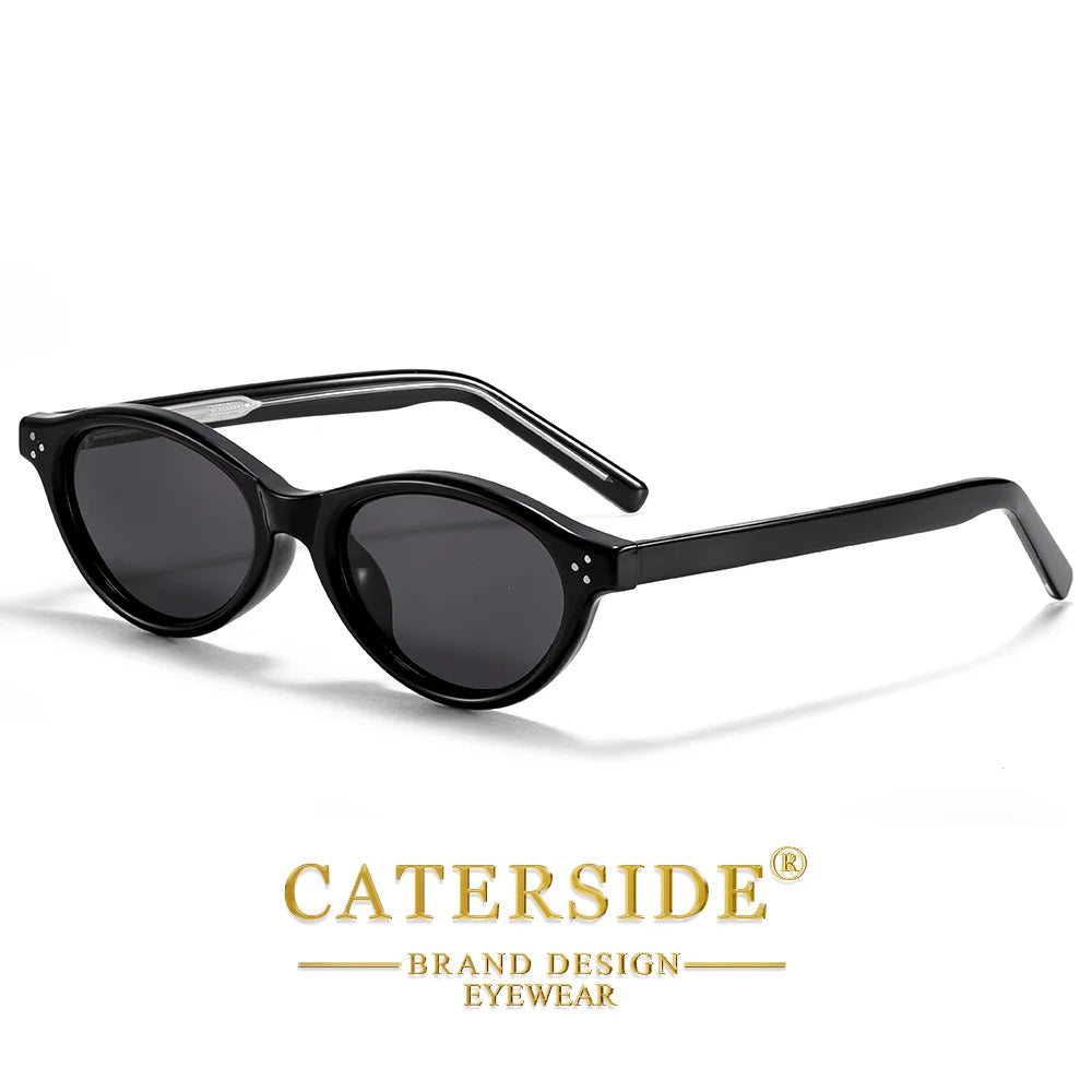 CATERSIDE Retro Oval Sunglasses for Women Men Tr Frame Acetate Pin Leg Polarized UV400 Protection Fashion Cat Eye Sun Glasses