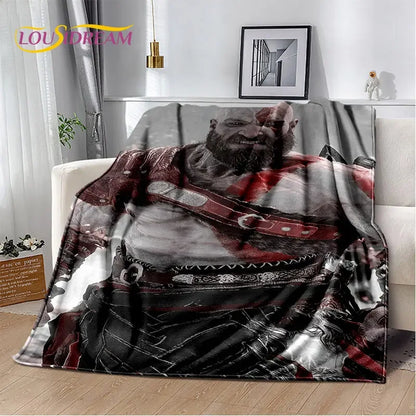 God of War Game Gamers Kratos Soft Plush Blanket,Flannel Blanket Throw Blanket for Living Room Bedroom Bed Sofa Picnic Cover Kid