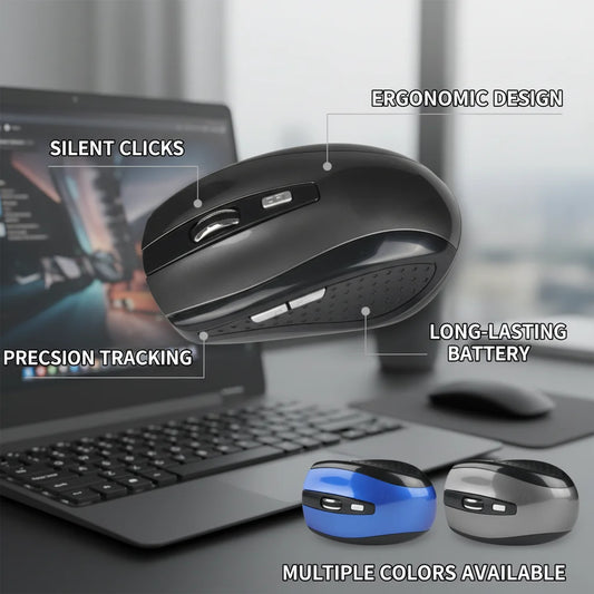 2.4G Wireless Mouse, 7500 DPI, 6 Buttons, 4-Ways Scroll Optical Gaming Mouse, Ergonomic Design For Desktop & Macbook PC Laptop
