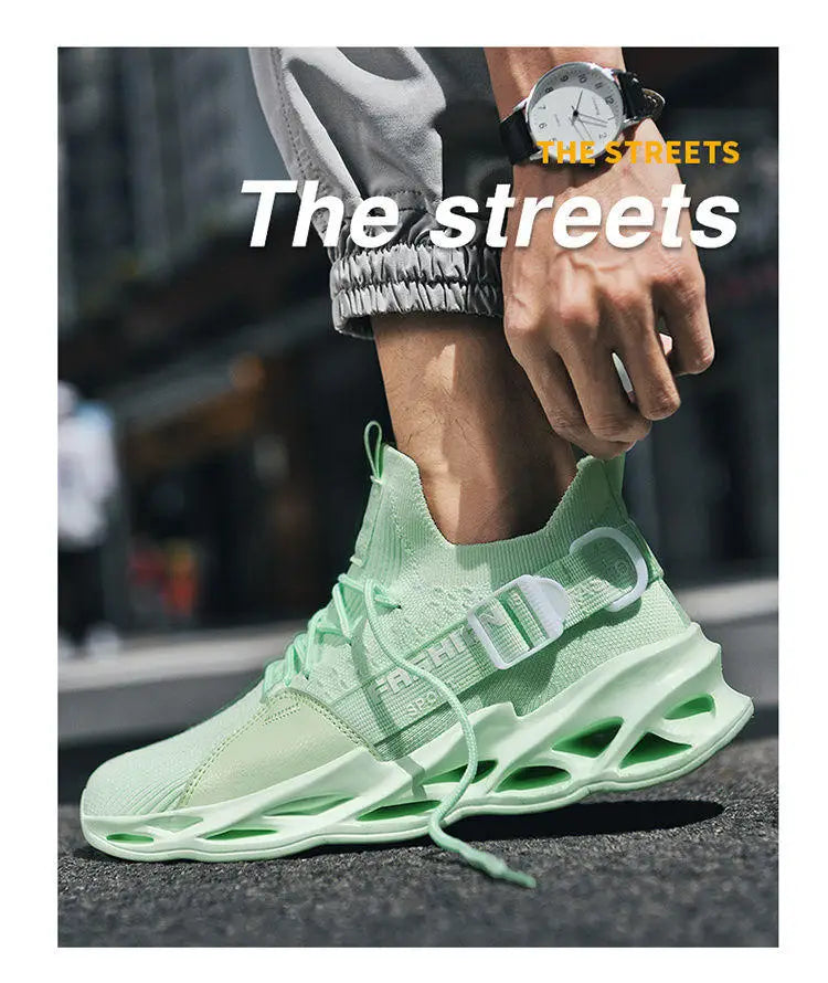 Zapatillas deportivas casual moradas de moda en oferta para mujer y hombre, calzado running con suela tipo blade, talla grande 48, ligeras y transpirables, zapatillas deportivas de malla para hombre