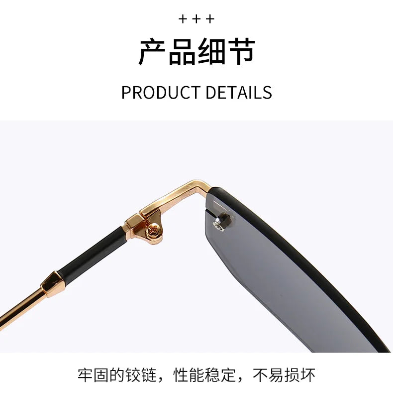 Fashion Rimless Rectangle Sunglasses Popular Women Men Shades Small Square Sun Glasses For Female Male Summer Traveling