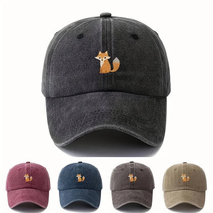 Boné de baseball estampado com padrão de raposa adorável para moda casual do dia a dia, chapéu versátil para deslocações urbanas, adequado para homem e mulher