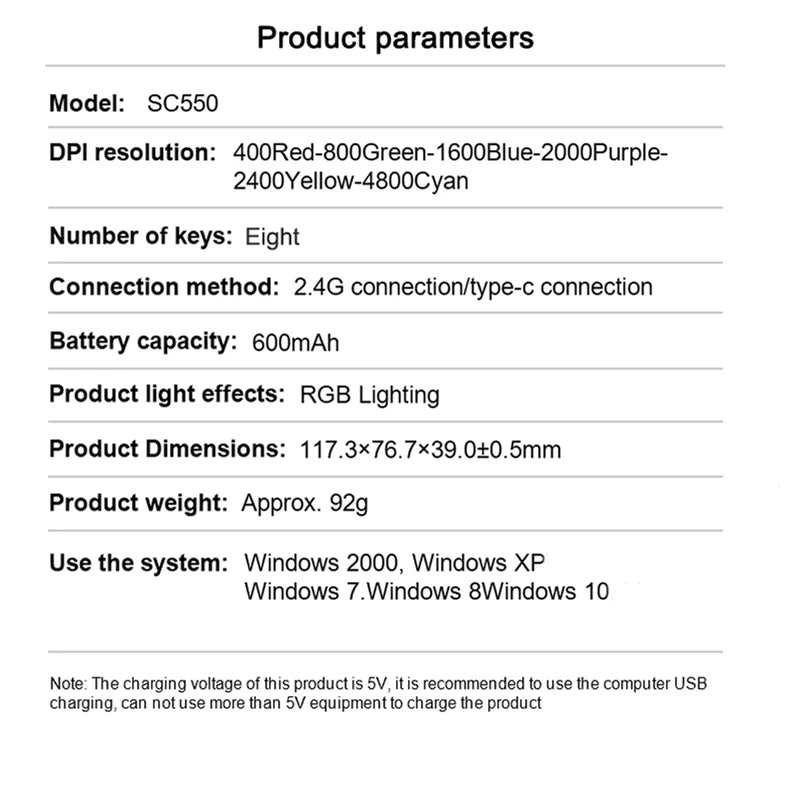 Ratón gaming AULA SC550 2.4G inalámbrico con macro, retroiluminación RGB, diseño ergonómico, ratón e-sports, accesorios para PC