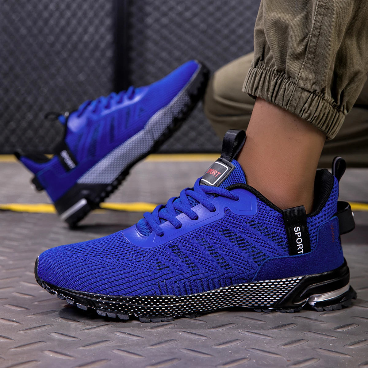 Men's Running Shoes, Lightweight Breathable Jogging Sport Shoes, Male Lace-up Fashion Comfort Non-Slip Casual Sneakers for Men