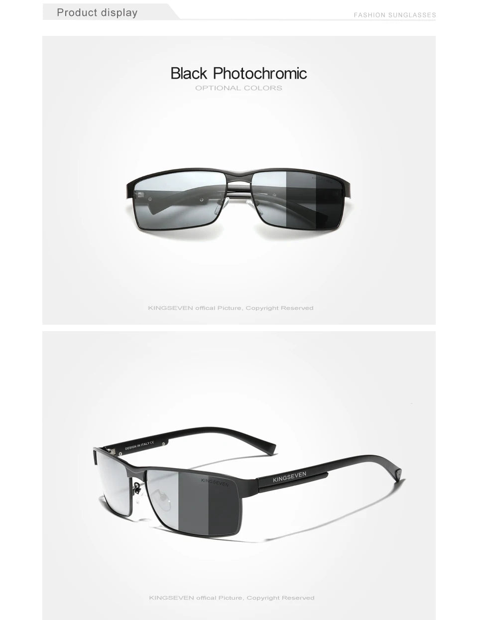 KINGSEVEN Men Polarized Photochromic Sunglasses Design Women Chameleon Sun Glasses UV400 Anti-glare Driving Square Eyeglasses