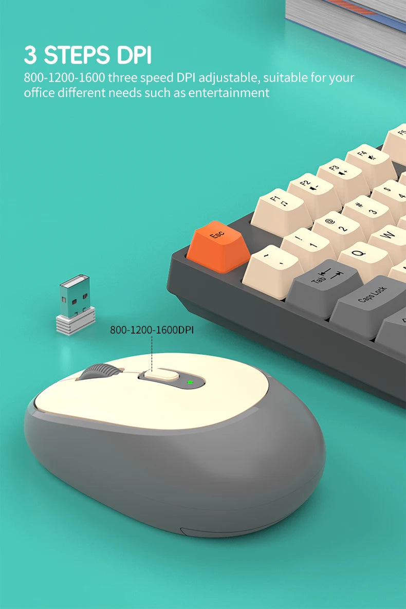 Set tastiera e mouse wireless NexusClick per gaming e ufficio, risparmio energetico intelligente, formato completo 104 tasti, 1600DPI regolabili, USB per laptop e PC