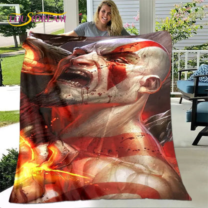 God of War Game Gamers Soft Plush Blanket,Flannel Blanket Throw Blanket for Living Room Bedroom Bed Sofa Picnic Cover Bettdecke