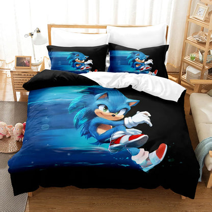Cute Sonics Boy Bedding Set Exquisite 3D Digital Cartoon Sonics Duvet Cover Comforter Bed Youth Kids Girl Boys Gift