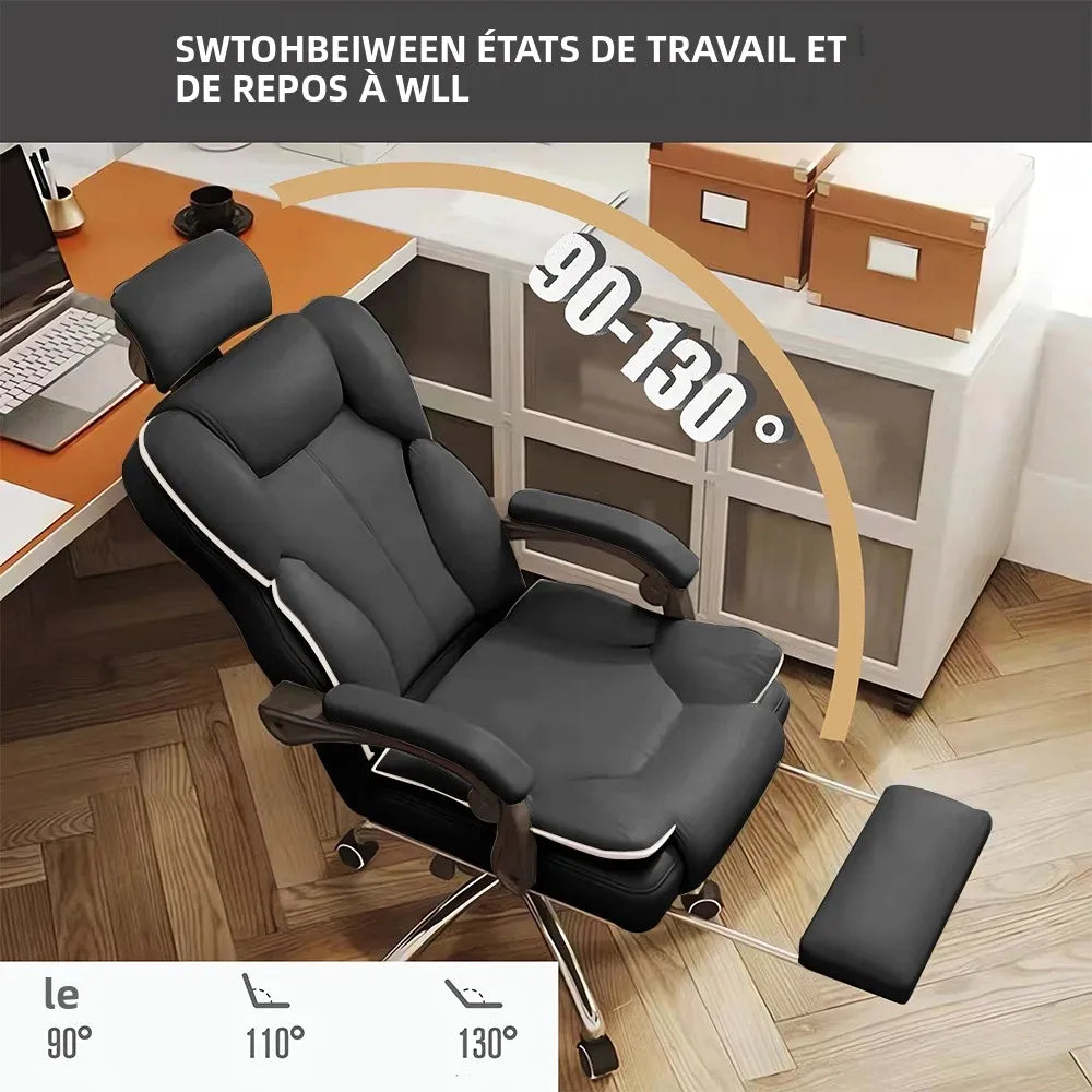 Ergonomic Office Chair High Back with Adjustable Lumbar Support Retractable Footrest Reclining Desk Chair for Home or Office Use