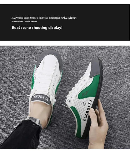 Slip-On-Sportschuhe für Herren mit Schnürung, atmungsaktivem Mesh, unisex, für Frühling und Herbst, niedrig geschnitten, flach, schnell und einfach anzuziehen