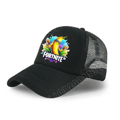 Gorra de béisbol Fortnite con estampado de juego estilo cartoon para niños, gorra de malla transpirable de verano, visera ajustable, regalo de cumpleaños para niños