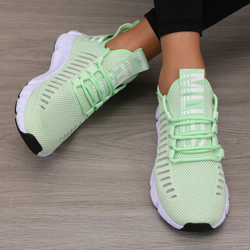 Women’s Sports Shoes Mesh Lightweight Soft Sole Jogging Strap Breathable Fashion Sports Walking Casual Tennis Flat Shoes for Men
