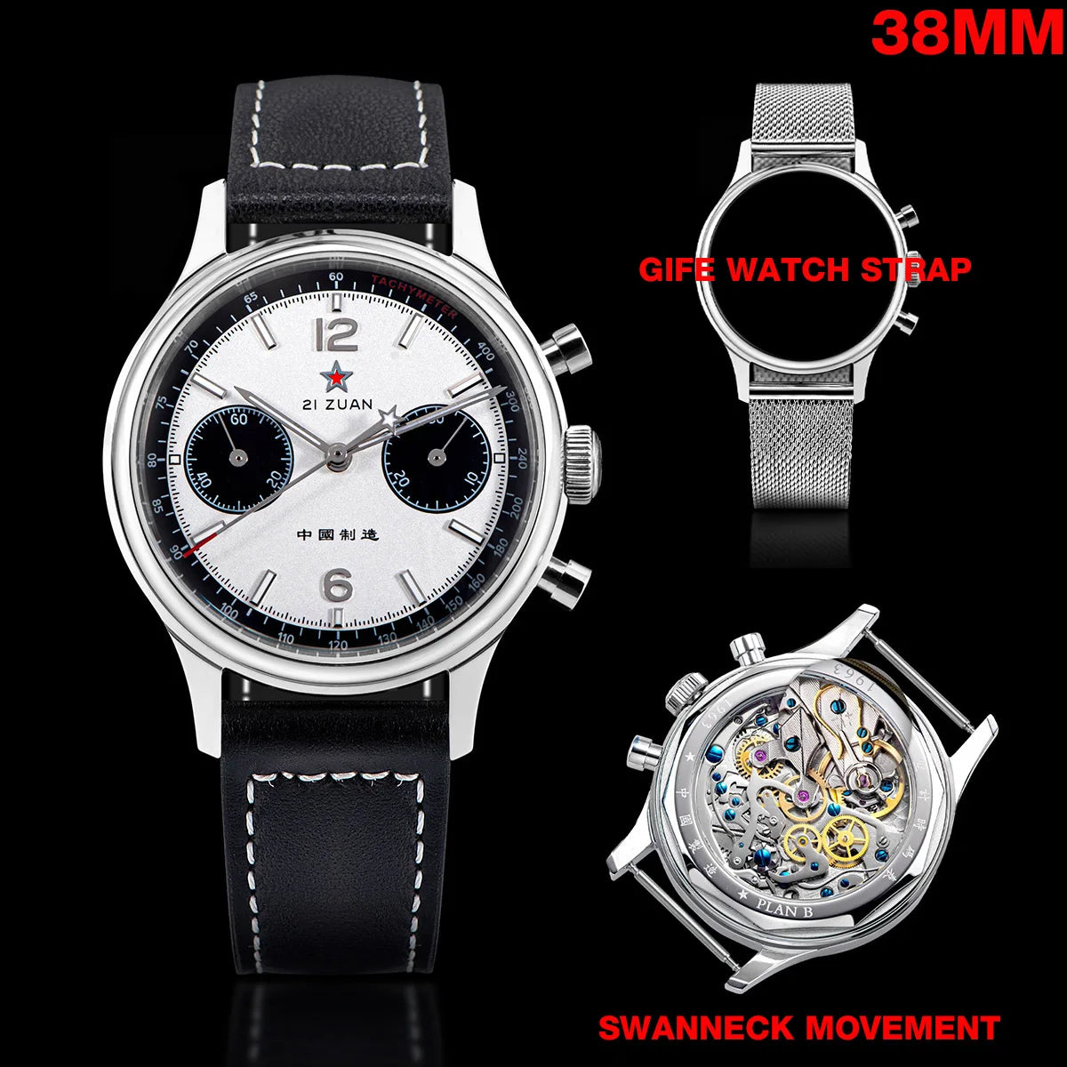 1963 Panda Pilot Chronograph Watch Men 40mm Air Force Sapphire Senior  ST1901 Mechanical Wristwatches Retro Clock Reloj Hombre