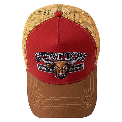 Unisex Summer Breathable Mesh Trucker Hat Bulls Head Pattern Baseball Cap Adjustable Snapback Hats For Men And Women