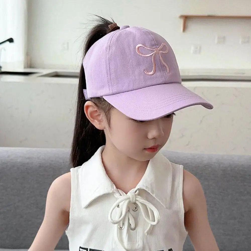 Fashion Kids Baseball Caps for Boys Girls Sun Hat Hollow High Ponytail Caps Children Sunshade Baseball Caps for age 4-12 Years