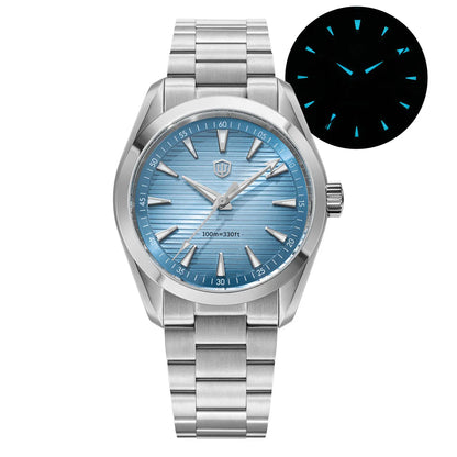 Relógio Watchdives WD0006, movimento VH31 com ponteiro dos segundos fluido, vidro de safira abaulado, revestimento luminescente BGW9, estanque até 10 bar, 38 mm, estilo vintage
