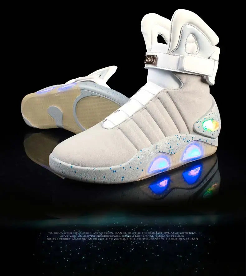 Men Remote Control LED Mag Shoes Fashion Light-Up Sneakers Air Shoes USB Rechargeable Shoes Back To The Future Boots 1989
