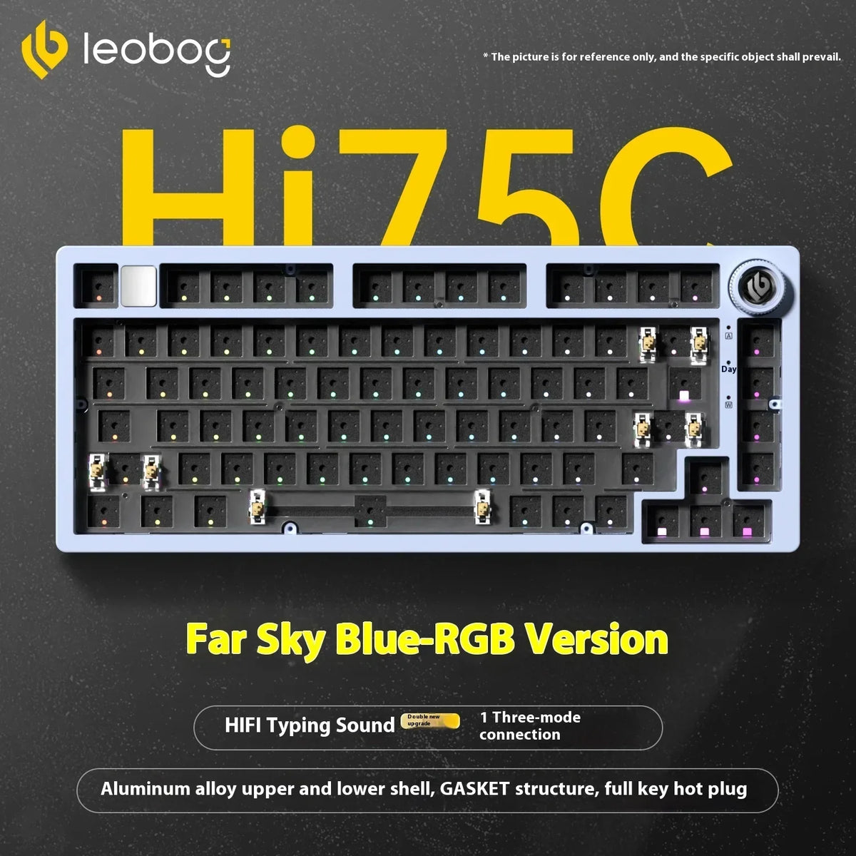 LEOBOG Hi75C Mechanical Keyboard 3Mode/Wired kit Hot Swap With Knob RGB Aluminium Alloy Gasket Hi75C Keyboard Kit PC Custom Gift
