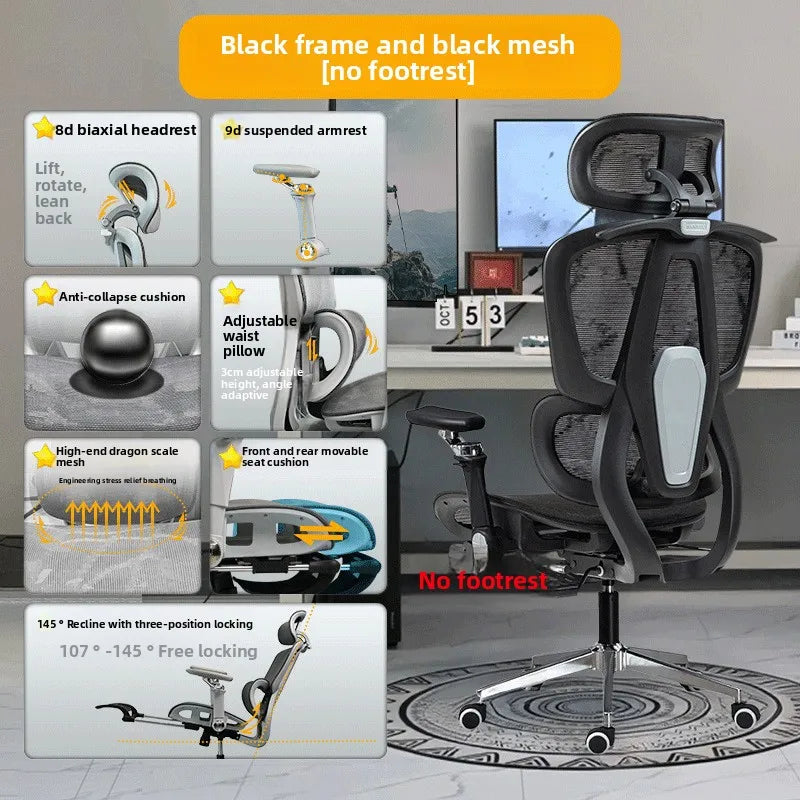 Sedia ergonomica minimalista portatile con braccioli 10D, sedia per computer, sedia da ufficio, sedia da studio e sedia gaming, resistente e durevole Gravity