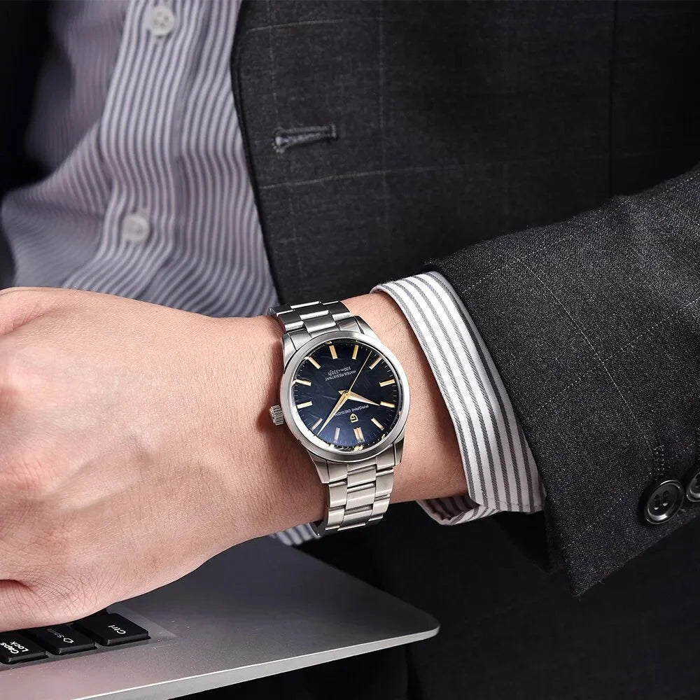 Relógio masculino PAGANI DESIGN 40MM com mostrador de meteorito, quartzo, luxo business, safira, aço inoxidável 316L, resistente à água 100M