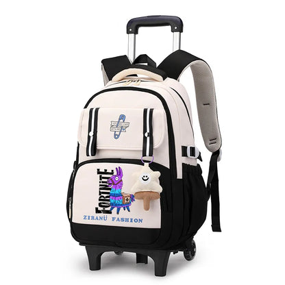 Fortnite Schüler-Rollrucksack mit großem Fassungsvermögen, wasserdichtem, leichtem Design, minimalistischer Laptop-Schultasche und lässiger Reisetasche