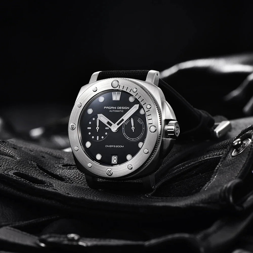 PAGANI DESIGN Men's Mechanical Watch Luxury Sapphire Glass Luminous Automatic Watch 200M Waterproof Stainless Steel Watch