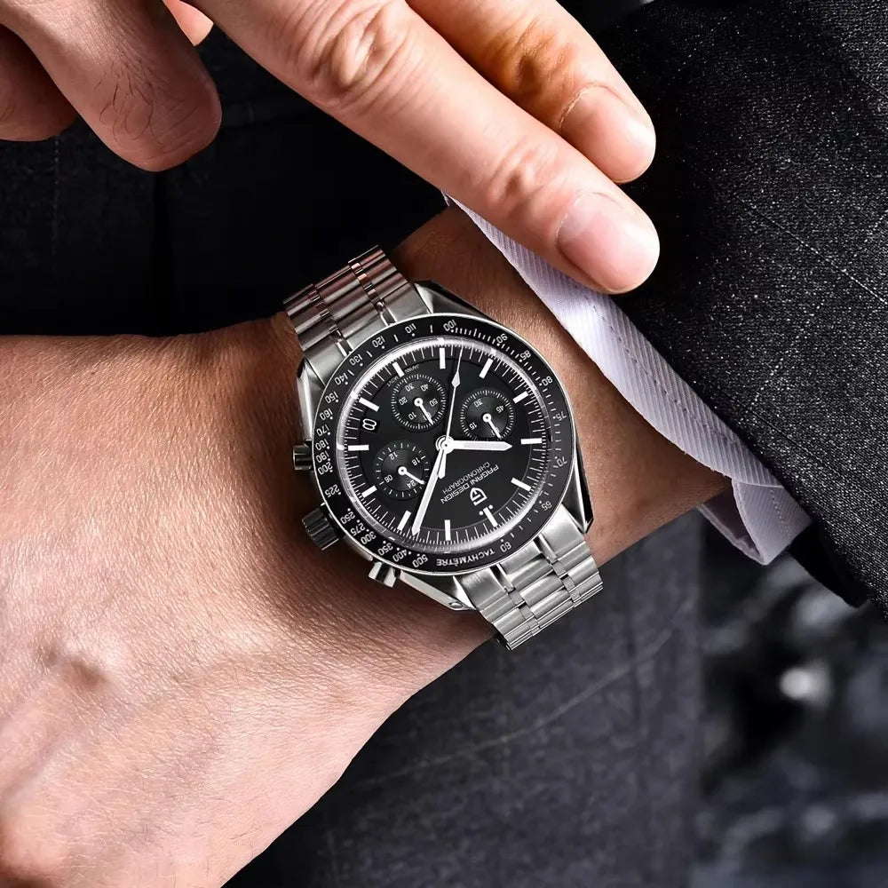 PAGANI DESIGN Moon Uhr – Luxuriöser Quarz-Chronograph für Herren, sportlicher Stil, Saphirglas mit Antireflexbeschichtung, leuchtende Anzeige