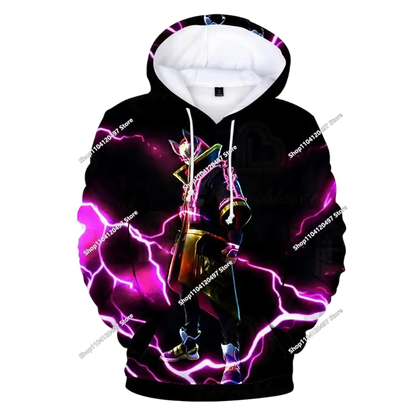 Sweatshirt com capuz Fortnite 3D com estampagem digital, folgado e confortável, novidade de outono