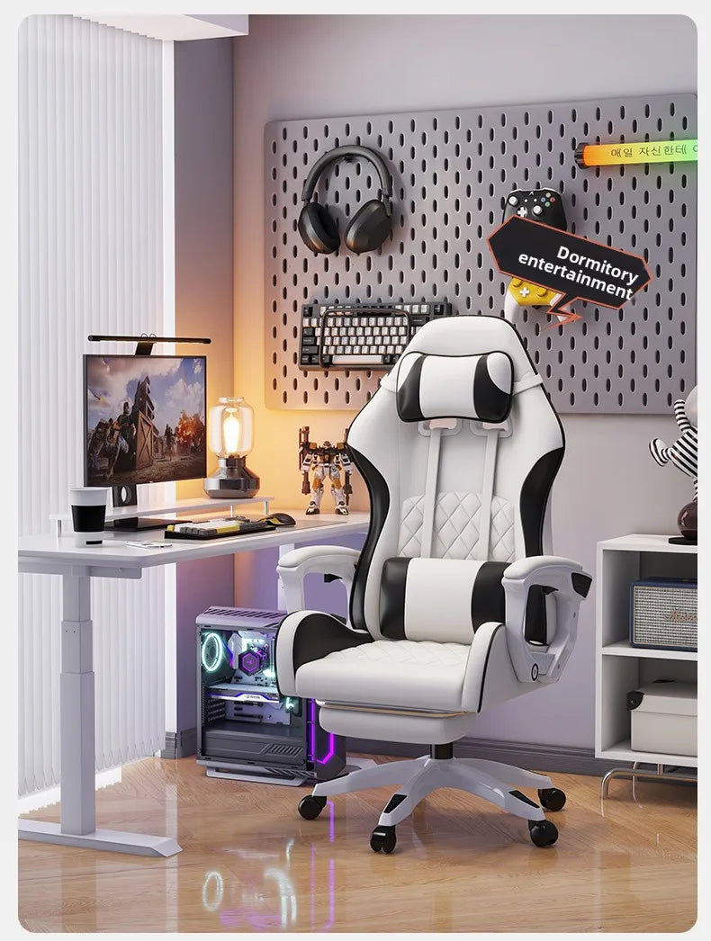 Férfi e-sport szék, kényelmes hosszan tartó üléshez, dönthető számítógépes szék pihenéshez, háttámla
