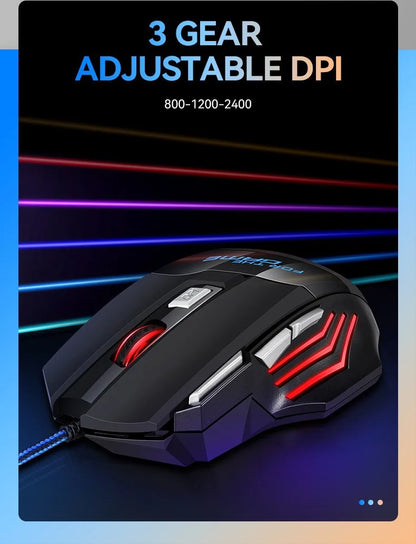 Ratón gaming con cable USB G6, 7 botones con rueda de desplazamiento, 5500DPI ajustables, óptico y ergonómico, para e-sports, portátil, PC y Xiaomi