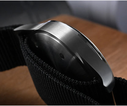 San Martin 36mm Men Pilot Watch VH31 Mechaquartz Movement Sweep Second Quartz Series Simple Style Nylon Strap 10 Bar Luminous