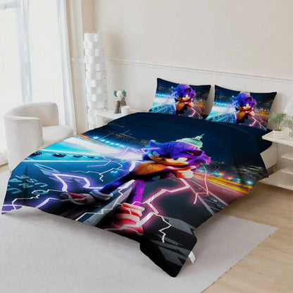 Cute Sonics Boy Bedding Set Digital Cartoon Sonics Duvet Cover Comforter Bed Youth Kids Girl Boys Gift