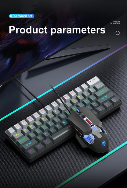 Teclado Mecânico Mini APAYADO K61, Com Fios, 61 Teclas, Phantom RGB, Switch Mecânico Vermelho/Azul Preto/Branco para Gaming, 60% Portátil