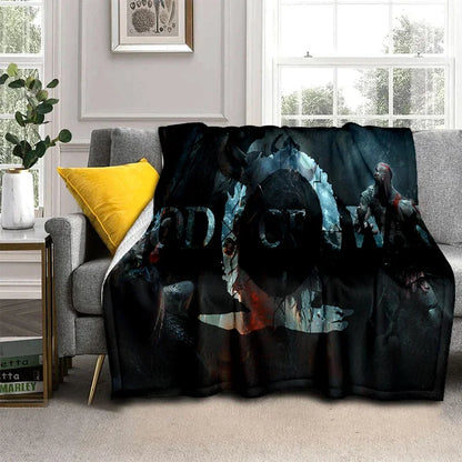 God of War Games Kratos Cartoon Soft Flannel Blanket for Beds Bedroom Sofa Picnic,Throw Blanket for Cover Outdoor Leisure Gift