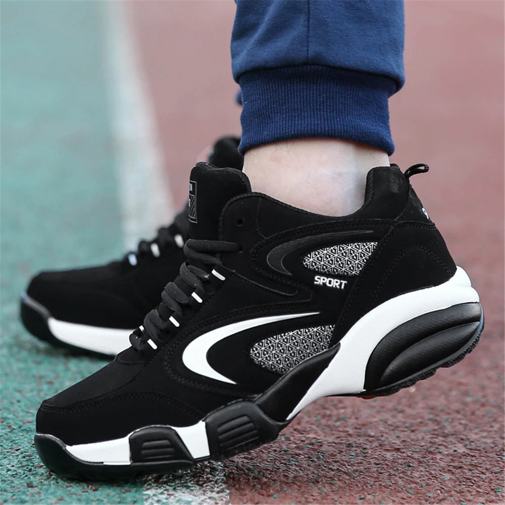 Sneakers da uomo taglie forti con color block di tendenza, comode, antiscivolo, con lacci, scarpe casual resistenti per attività outdoor maschili