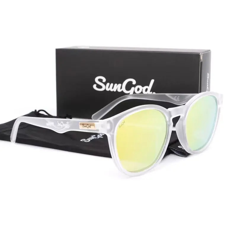 SUNGOD MIRAS Blue Mirror Sunglasses Men's Polarized Lens Glasses Retro Fashion Square Men's Sunglasses Sport SO1: with box