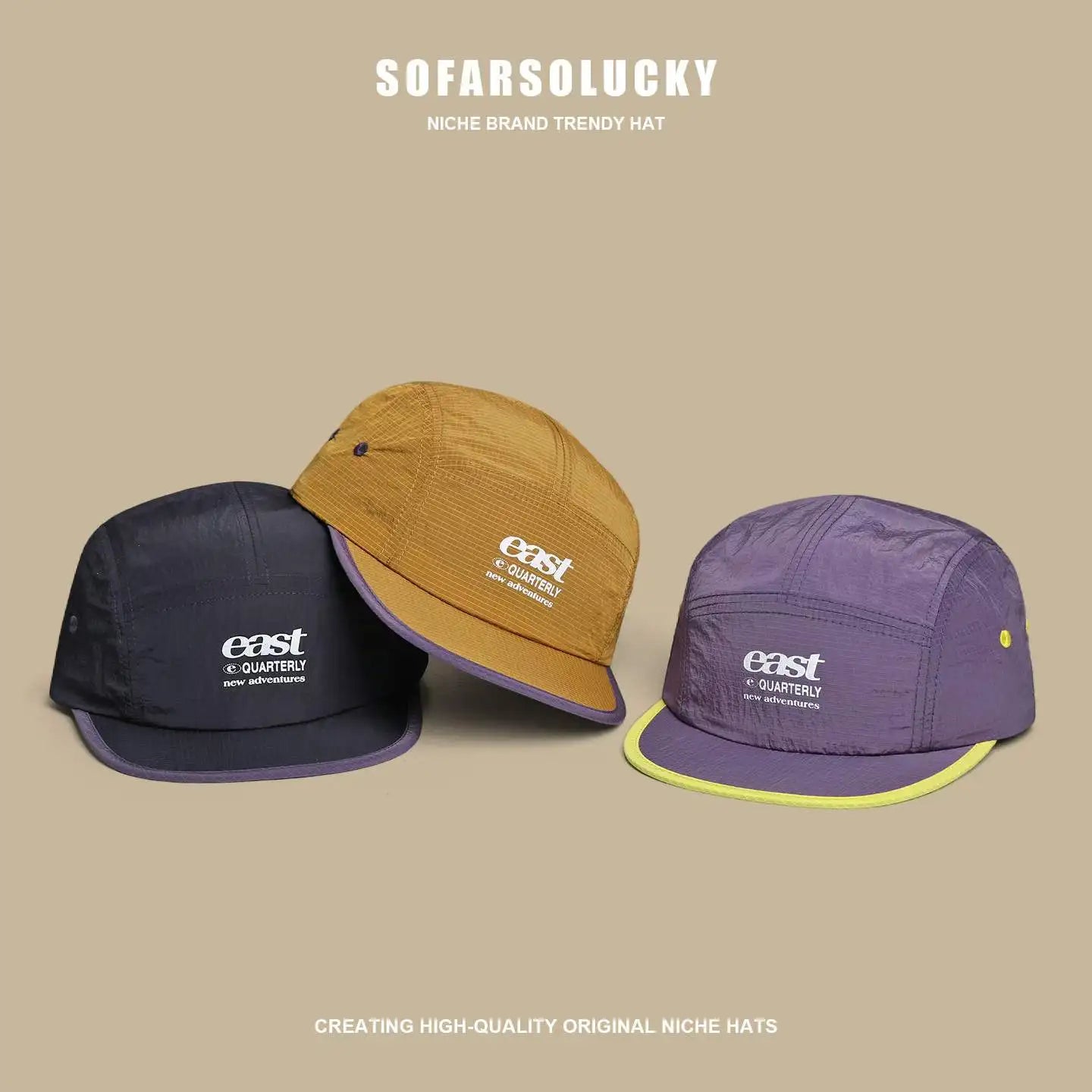 Quick Dry 5 Panel Cap Men Women Lightweight Breathable Camper Hat Outdoor Hiking Running Baseball Caps Contrast Color Flat Brim