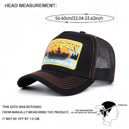 2025 New STATION Small Boat Personalized Truck Hat Street Dance HipHop Hat Outdoor Cycling Sunshade Baseball Hat Mesh Hat Unisex
