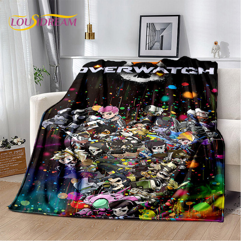 Overwatch Gamer DVA Reaper Manta Macia de Peluche, Manta de Flanela para Sala de Estar, Quarto, Cama, Sofá, Piquenique, Criança, 3D